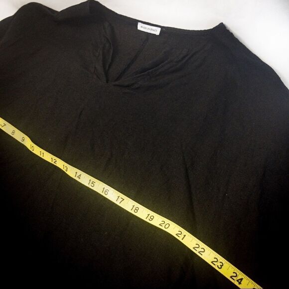 Black Linen Batwing Poncho Top Made in Italy Sz S/M - Picture 7 of 8